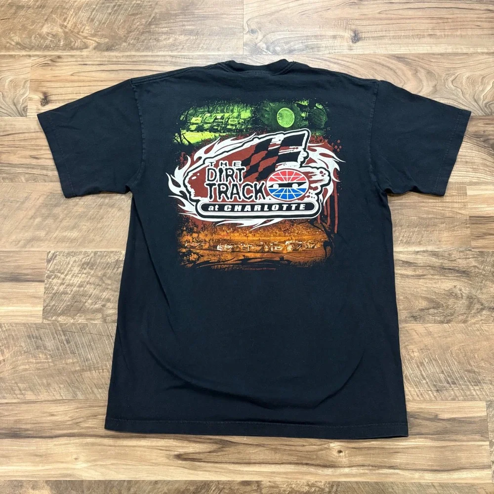 Vintage Y2K Racing T-shirt 2000s Charlotte Dirt Track Men L Black Dickies Tee